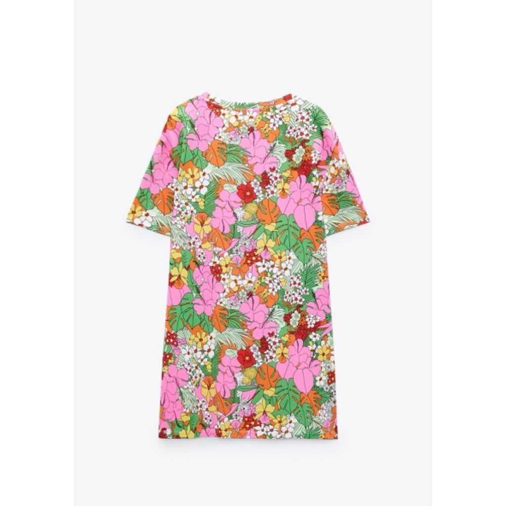 Zara Floral Mini Dress - Pink, Green, Orange